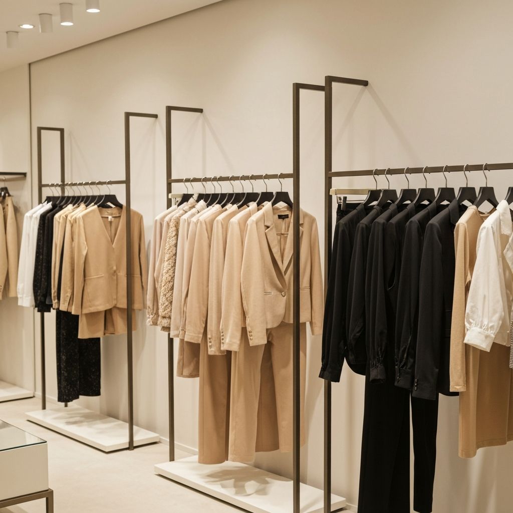 Elegant fashion clothing display in modern boutique